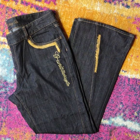 G-Unit Y2K Embroidered High Rise Flare Bottom Vintage Denim Jeans - Picture 3 of 15